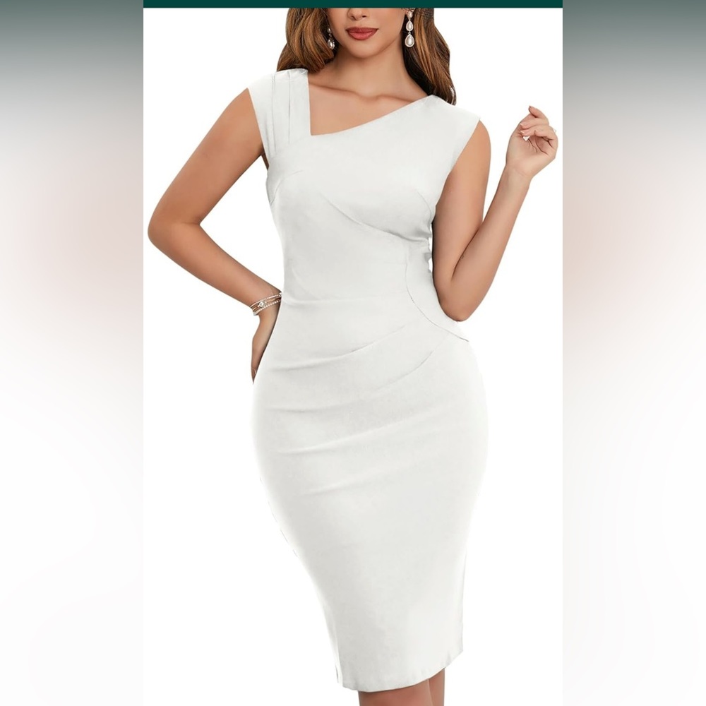 MUXXN Women's Retro 1950s Style Sleeveless Slim Business Pencil Dress